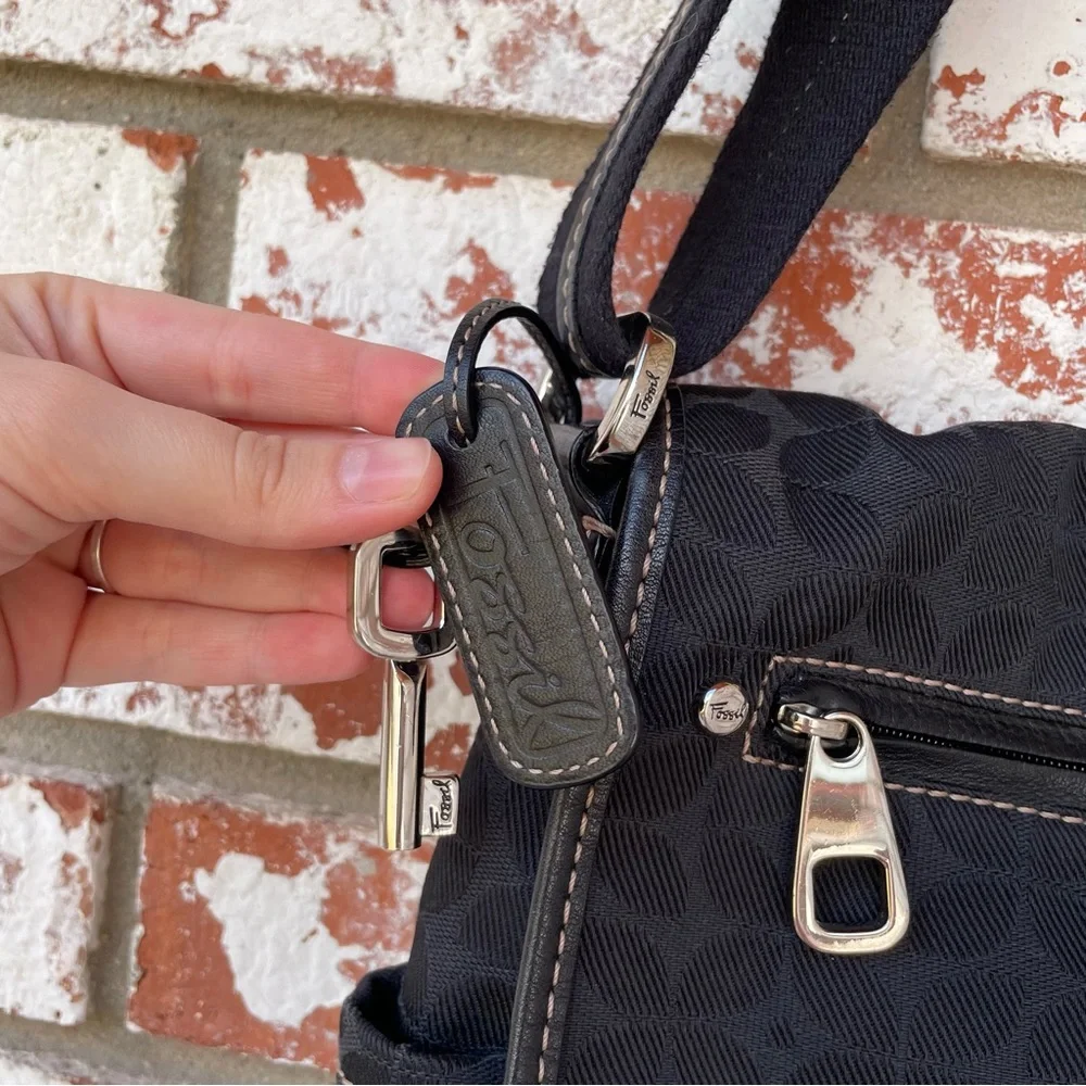 Fossil | Marlow Crossbody Black Canvas Messenger Laptop Bag Purse